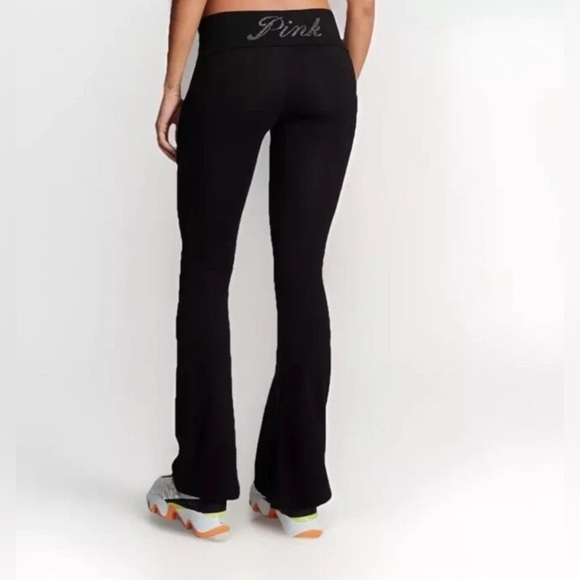 Y2K Victoria’s Secret Bling Fold Over Flare Yoga Pants Medium - Picture 1 of 5